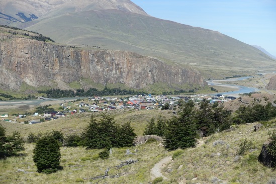 A view of El Chalten from the trail.